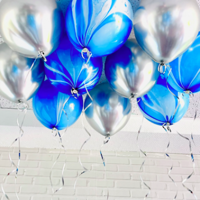 Мрамор синий, хром серебро - 15шт